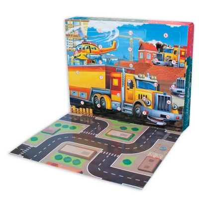 Адвент календарь Машинки и строительная техника с игровым ковриком Наша игрушка AV16401