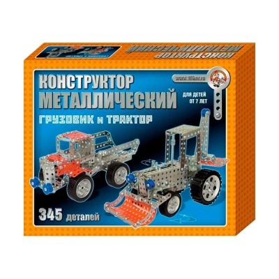 Конструктор металлический Грузовик и трактор 345 деталей Десятое королевство 00953 1