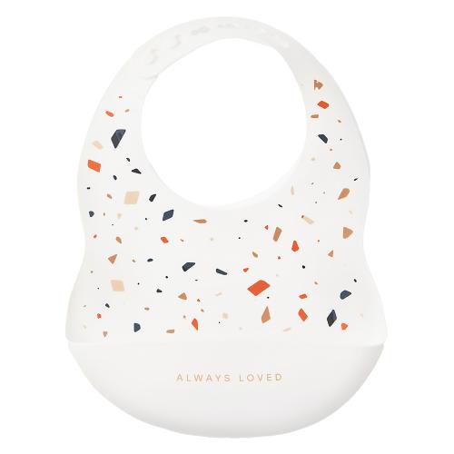Нагрудный фартук силиконовый Happy Baby 16017 white terrazzo