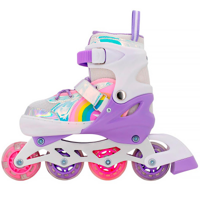 Ролики раздвижные размер 38-41 со светом Dvizhok 141V-672-9 фиолетово белые 3