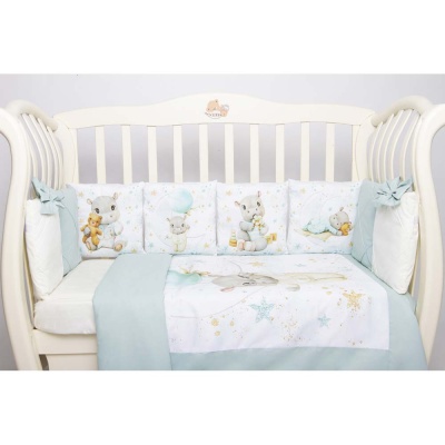 Комплект в детскую кроватку Премиум Панно Бегемотики Подушкино 17 предметов 3