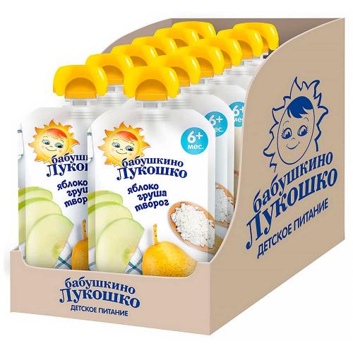 Пюре Яблоко Груша Творог 90 г с 6 месяцев Бабушкино Лукошко фото 3
