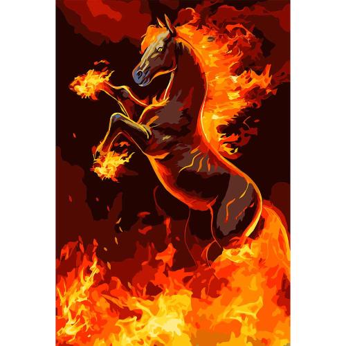Холст с красками 30 х 40 см по номерам Огненный конь Рыжий Кот ХК-6836 фото 2