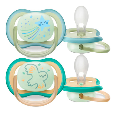 Пустышка Avent Ultra air night с футляром 0-6 месяцев 2 штуки светящаяся Avent SCF376/18 1