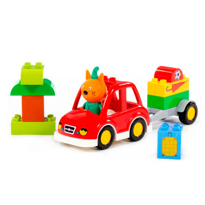 Конструктор Макси Три кота Компот и автомобиль 12 элементов Полесье 77193 2