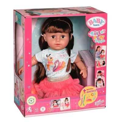 Кукла Cестричка Брюнетка 43 см Zapf 42004 5