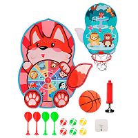 Дартс Лисичка двусторонний 2 в 1 с баскетбольным кольцом Moby Kids 76876