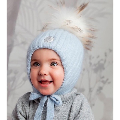 Шапка зимняя утеплённая с меховым помп размер 44-46 Наследникъ НВ1025-ГЛ 4