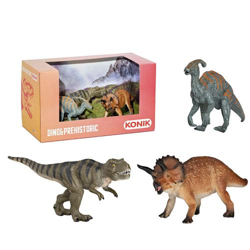 Набор фигурок Динозавры: тираннозавр, трицератопс, паразауролоф Konik AMD4045 фото 3