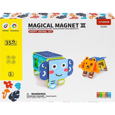 Конструктор магнитный Животные 35 деталей Рыжий кот 2313671