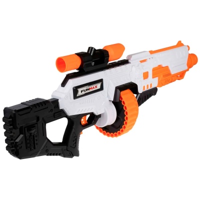 Бластер FunMax А82 электрический с барабаном 30 выстрелов 48 снарядов 1TOY Т24254 2