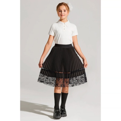 Блузка поло школьная для девочки Deloras Z64185S молочная 3