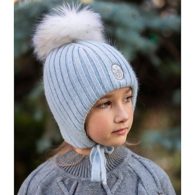 Шапка зимняя утеплённая с меховым помп размер 44-46 Наследникъ НВ1025-ГЛ 2