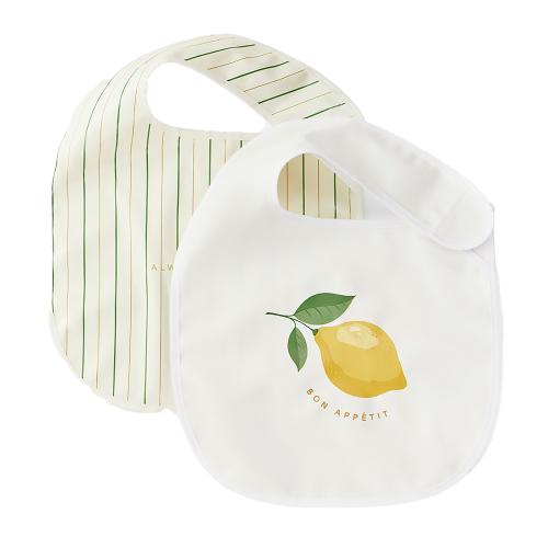 Нагрудный фартук на липучке 2 штуки Happy Baby 16018 stripes and lemon