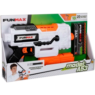 Бластер FunMax А53 электрический с обоймой 12 выстрелов 24 снаряда 1TOY Т24243 5
