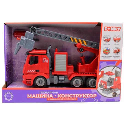 Пожарная машина конструктор фрикционная свет звук вода масштаб 1:12 Funky toys FT61114 фото 3