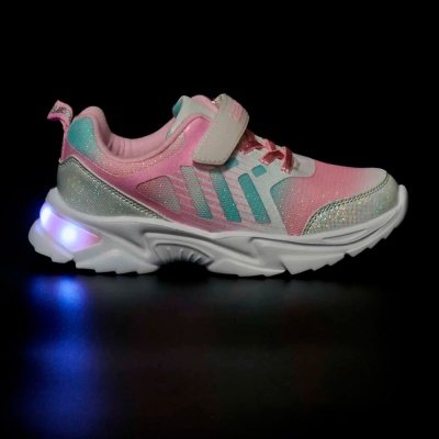 Кроссовки для девочек со светодиодами Зебра 18220-9 розовые 3