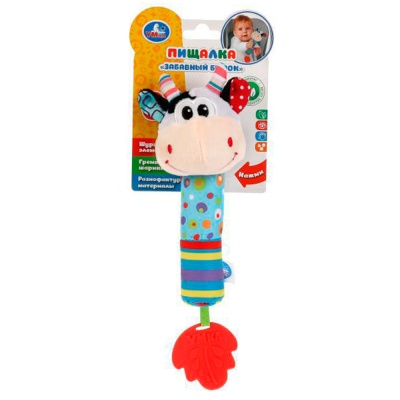 Текстильная игрушка прорезыватель-пищалка Бычок Умка RS-BULL4