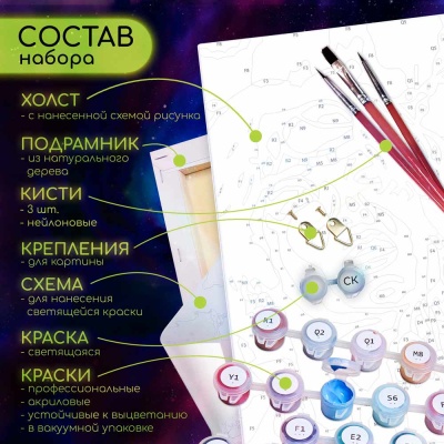 Картина по номерам со светящейся краской 40х50 Лунный лотос фоне FHR0587 3