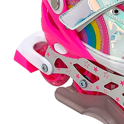 Ролики раздвижные размер 38-41 со светом Dvizhok 141V-672-6 розово белые 2