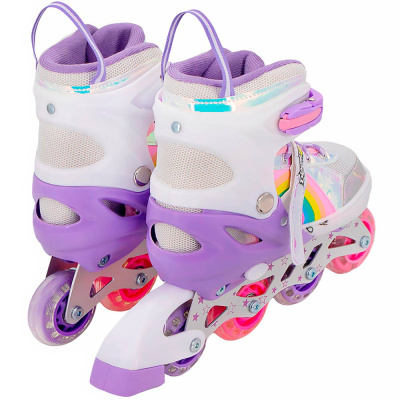 Ролики раздвижные размер 38-41 со светом Dvizhok 141V-672-9 фиолетово белые 2