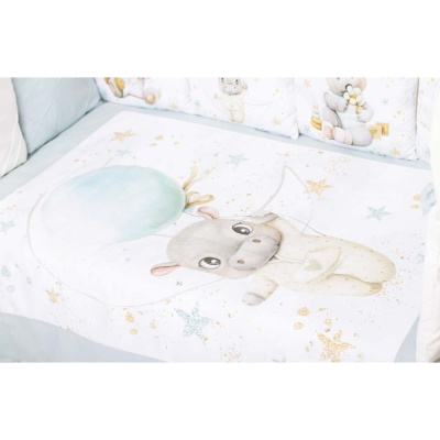 Комплект в детскую кроватку Премиум Панно Бегемотики Подушкино 17 предметов 5