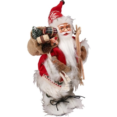 Сувенир Дед Мороз в красной шубе с лыжами 30 см Miland Т-9550