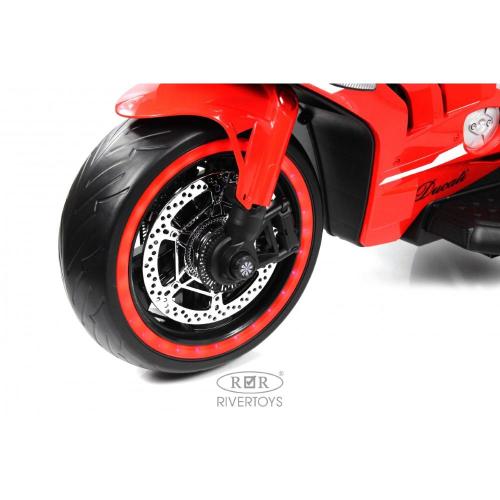 Детский электромотоцикл RiverToys М777БХ красный фото 13
