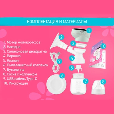 Молокоотсос электрический с бутылочкой Roxy-Kids 92261 зелёный 2