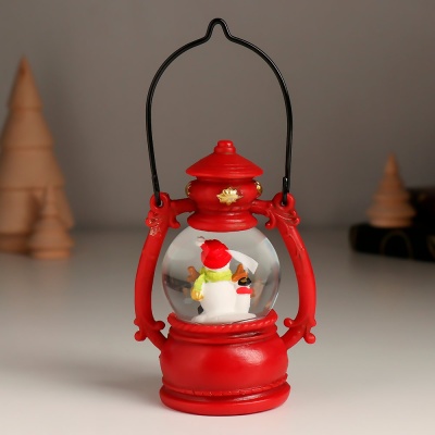 Сувенир Дед Мороз Снеговик в фонарике полистоун водяной шар 10473426