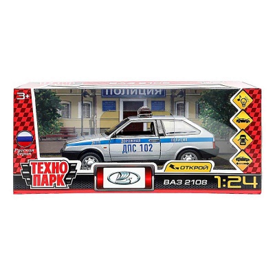 Машина инерционная LADA Полиция 17 см свет звук Технопарк 2108-124SL-POL-GY
