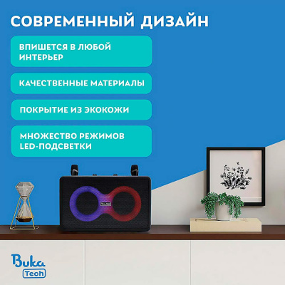 Портативная колонка с двумя микрофонами Patty BukaTech BT0009 черная 11