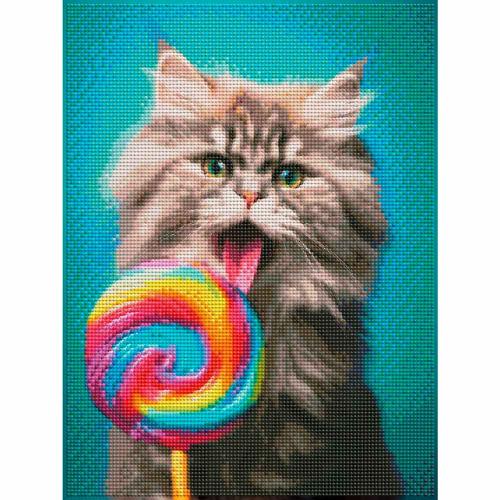 Алмазная мозаика Котик с леденцом 30х40 см полное заполнение Рыжий кот НД-0361 фото 2
