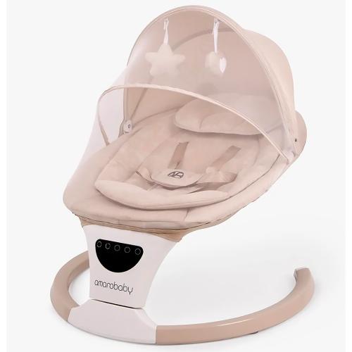 Качели электронные детские Amarobaby Teddy swing бежевые фото 2