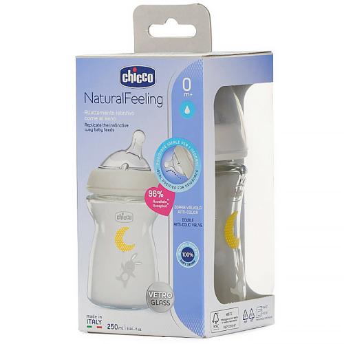 Бутылочка стеклянная 250 мл Natural Feeling Chicco 8058664153466 фото 4