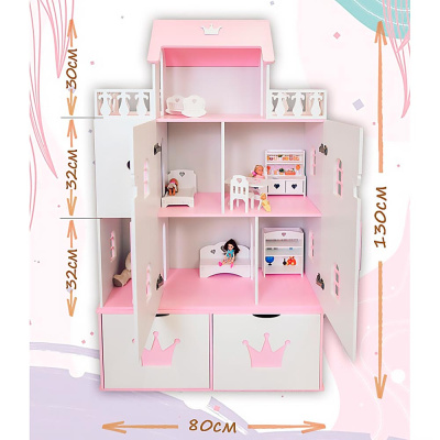 Домик для кукол Балерина Pema kids бело-розовый 3