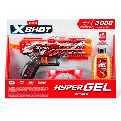 Бластер с гидрогелевыми гранулами  X-Shot Hypergel Стингер 3000 гранул защитные очки Zuru 36728 фото 4