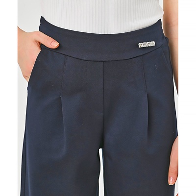 Брюки палаццо школьные для девочки Dootkai 888KG тёмно синие 3