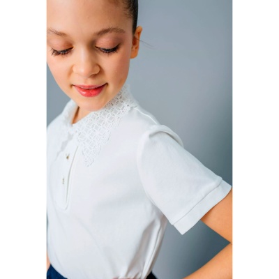 Блузка поло школьная для девочки Deloras Z64185S молочная 5
