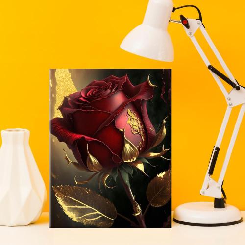 Картина по номерам с поталью Красная роза 15 x 20 см Флюид KH1183P фото 2
